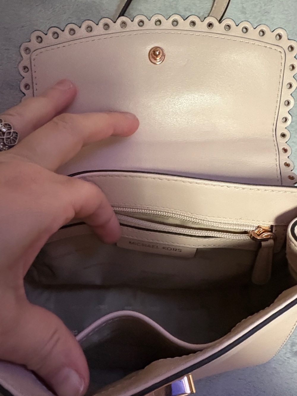 Michael Kors Blush Scalloped Top-Handle Mini Crossbody with Cardholder - Picture 6 of 7